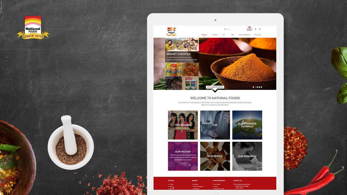 National Foods: Corporate website design.